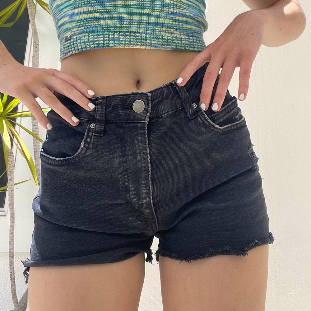 cotton on black denim shorts